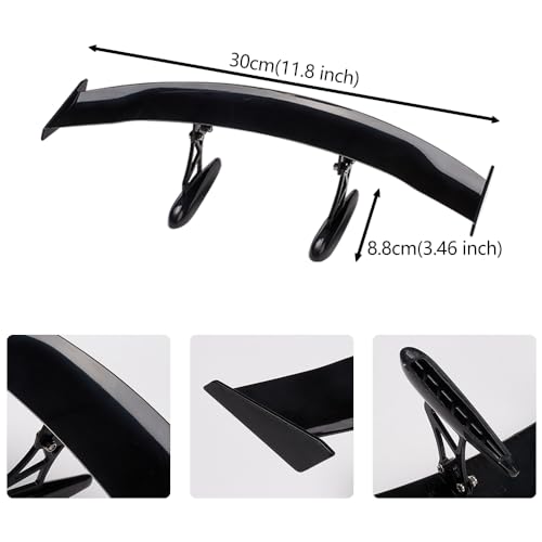 Mini Spoilers for Cars 11.8Inch Universal Auto Car Tail Wing Black Texture Cool Decoration Non-Punching Tiny Trunk Spoiler Automotive Exterior Accessories RC Car Modified Parts - style: Black