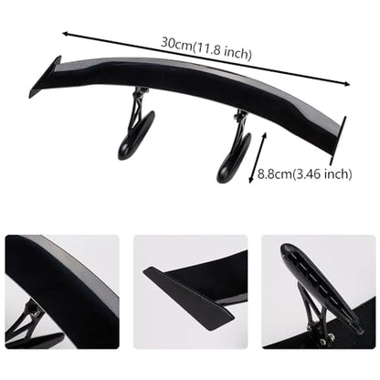 Mini Spoilers for Cars 11.8Inch Universal Auto Car Tail Wing Black Texture Cool Decoration Non-Punching Tiny Trunk Spoiler Automotive Exterior Accessories RC Car Modified Parts - style: Black