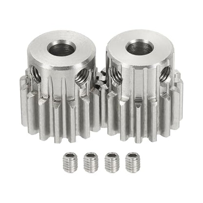 uxcell 2Pcs 1 Mod 16T Spur Gear 5mm Bore, 304 Stainless Steel Pinion Gear, 20°Pressure Angle, for Spur Rack and RC Model Car or Motor DIY(14mm) - size: 1 Mod 16T, 5mm x 14mm