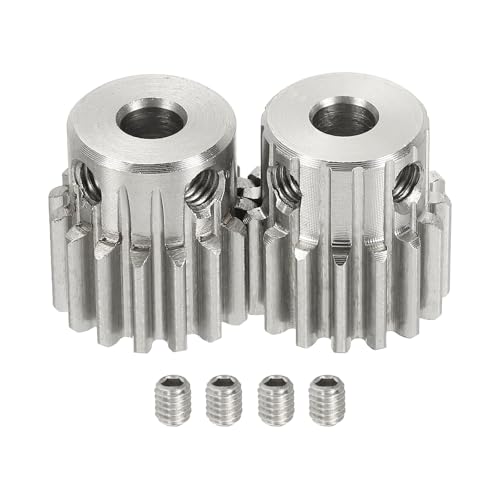 uxcell 2Pcs 1 Mod 16T Spur Gear 5mm Bore, 304 Stainless Steel Pinion Gear, 20°Pressure Angle, for Spur Rack and RC Model Car or Motor DIY(14mm) - size: 1 Mod 16T, 5mm x 14mm