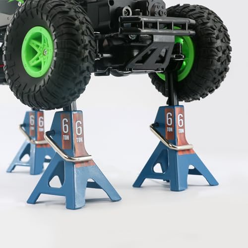 4 Pack 1/10 Remote Control Car Scale Metal Jack Stand Repair for Traxxas TRX4 Axial SCX10 1/10 RC Climbing Car,Note: for 1:10 RC Cars only, not for Real Cars(Blue) - color: Blue
