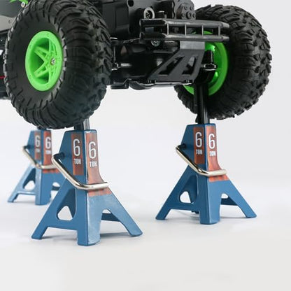 4 Pack 1/10 Remote Control Car Scale Metal Jack Stand Repair for Traxxas TRX4 Axial SCX10 1/10 RC Climbing Car,Note: for 1:10 RC Cars only, not for Real Cars(Blue) - color: Blue