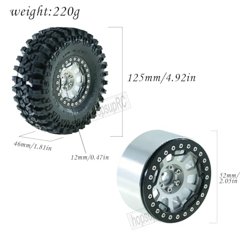 RC 2.2in Tires Tyres & Aluminium 2.2in Beadlock Wheel Rim for 1/10 SCX10 Capra AMG 6x6 TRX4 Gen8 Everest Gen 7 Pro RC Crawler (4PCS Silver) - color: Silver/2.2wheels-scx10