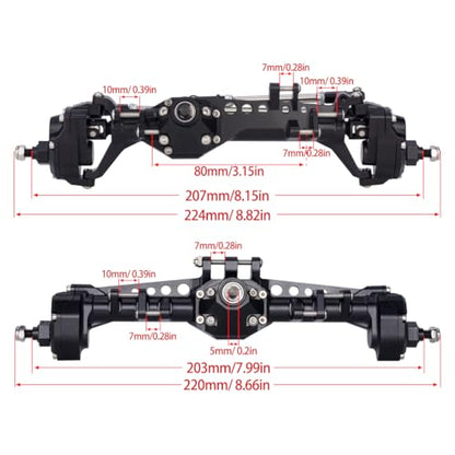 Machined Aluminum Front and Rear Portal Axle for 1/10 RC Crawler Vanquish VS4-10 Phoenix F10 LCG Chassis Upgrade Parts (Black Portal Axles)