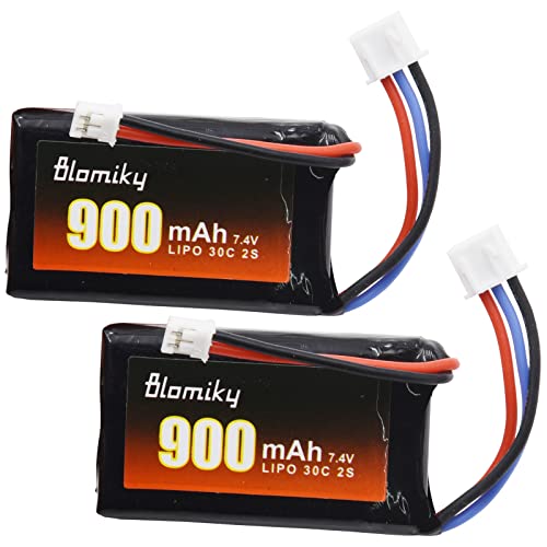 Blomiky 2 Pack 7.4V 850mAh Lipo Rechargeable Battery with PH2.0 Plug and USB Cable Suitable for 1/24 SCX24 RC Truck / SCX24 and USB 2