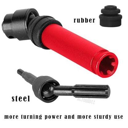 RC #45 Steel Front Rear Driveshaft/Drive Shaft Upgrades Part for 1/10 Slash,Rustler,Stampede,Jat0 4WD 4X4 VXL,F0rd F15O Rapt0r R 4WD,CVD Axles with Hex(#9051#9052) Red - color: Red-(Upgrades）