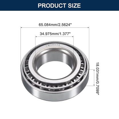 LM48548/10 Tapered Roller Bearing Cone and Cup Set | 1.377" Bore 2.5624" OD 0.7099" Cup Width, Chrome Steel Taper Bearings Set, ABEC-3 - size: LM48548/LM48510