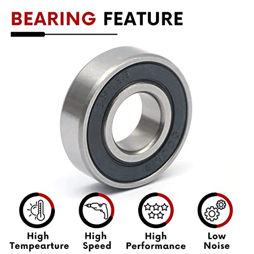 10 Pcs 6001-2RS Double Rubber Sealed Deep Groove Ball Bearings 12x28x8mm, Deep Grove Ball Bearing ABCE-3 Pre-Lubricated, Chromium Bearing Steel (6001-2RS, 10) - size: 6001-2RS
