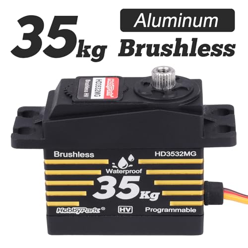 HobbyPark Waterproof RC Servo High Torque Brushless Motor Metal Gear Digital Servo for 1/8 1/10 RC Crawler Car RC Truck Buggy RC Basher Bashing HV 8.4V (35kg Torque)