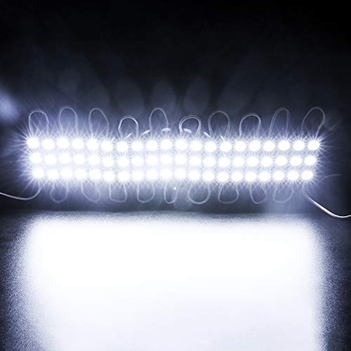 Lulin 100PCS Waterproof Super Bright Led Strip Lights White, 46FT DC12V 3 LED Module for Letter Sign Advertising Sign with Tape Adhesive Backside - size: 1.5W-100PCS