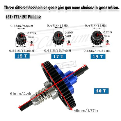 RC 50T Slipper Clutch Eliminator Differential Locker Gear Upgrades Part for Slash Rustler Stampede 4X4/4x4 VXL,50T Spur Gear with Pinions Gears Set(15T 17T 19T),#6878,Navy Blue - color: Navy Blue(50T)