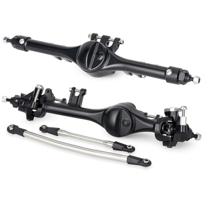 F10T Offset Straight Axle,CNC Machined Aluminum Front Rear Axle Set for VS4-10 SCX10 II Leaf Chassis 1/10 Scale RC Crawler Built (Black) - color: Black