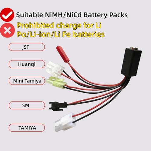 Prettyia 5 Groups of nimh Battery Chargers rc car Charger | Applicable2.4v 3.2v 4.8v 7.4v 8.4v 9.6v 10.8v 12v Fast charging Intelligent charger