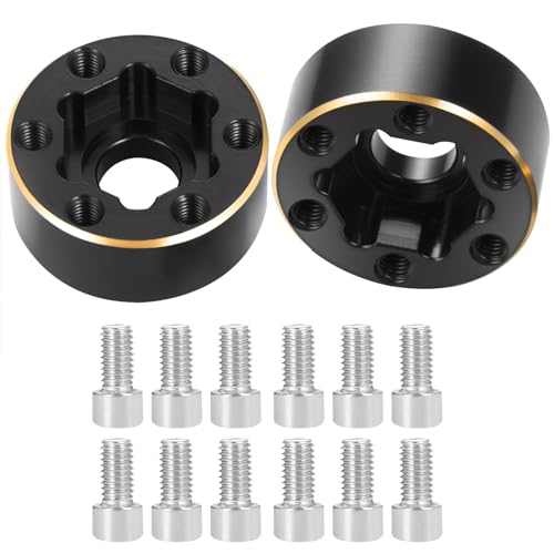4Pcs RC Brass Weights 12mm Hex Hub Extended Adapters Widen 9mm Counterweights for 1.9inch Beadlock Wheel Rim Compatible with Axial SCX10 90046 Redcat TRX4 Gen7 D90 CC01 1/10 RC Crawler (9mm) - color: 9mm