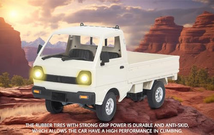 WPL D12 RC Truck 1/10 RC Drift Pickup Truck with 3 Batteries | 2.4G full scale off-road crawler, equipped with three upgraded 1200mAh batteries - color: Wpl D12