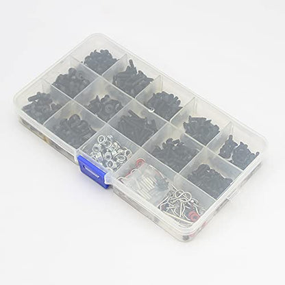 510pcs Universal RC Screw Kit Screws Assortment Set, Repair Tool M3 M4 Hex Screws RC Repair Tool Kit Hardware for 1:8 1:10 1:12 1:16 Scale RC Cars Trucks Crawler