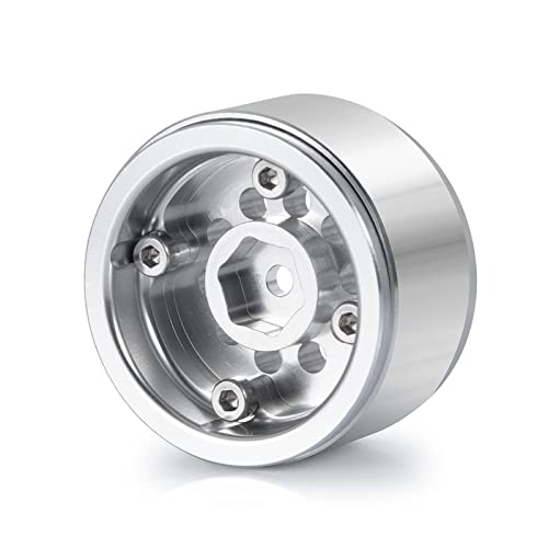 MORLORDY 4PCS RC Aluminum Alloy 1.0" Beadlock Wheel Rims for 1/24 RC Crawler Car SCX24 Wheels Upgrades Deadbolt AXI90081 AXI00001 AXI00002 Accessories Metal Wheel Hub Set (Silver)