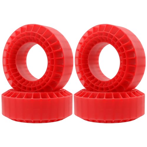 4Pcs Vgoohobby Silicone Rubber Insert Foam 1.9 Tire Inserts Foam Fit for 1.9 Crawler Tires Compatible with SCX10 TRX4 1/10 RC Crawler Car (Red) - color: Red