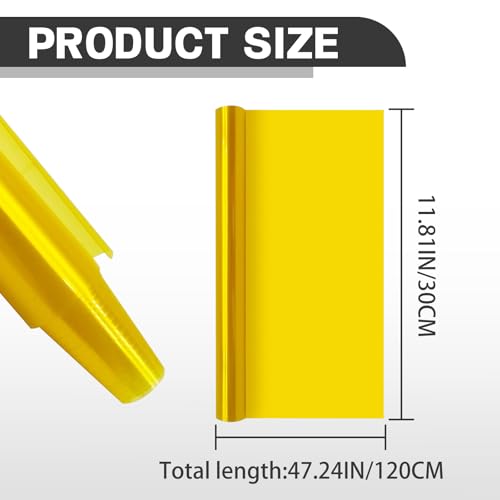 Car Lamp Film 12 X 48inch Cuttable and Stretchability, Non-Marking Self-Adhesive Decals Car Decor, Car Headlight Taillight Fog Lamp Packaging Protective Film, Yellow - color: Yellow