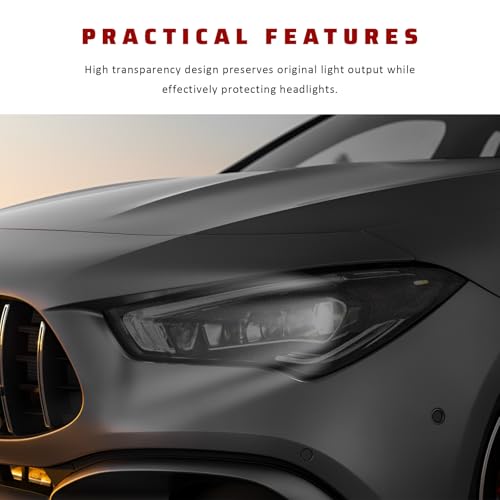 Car Light Tint Film, 12" × 48" Waterproof Headlight Vinyl Wrap Film Includes Squeegee & Cutter, Self-Adhesive Air-Release Wrap for Fog Lights, Taillights, and Headlights (Matte Black) - color: Matte Black