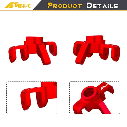 Steering Knuckles Caster Blocks & Ball Bearing Front Hub Carrier Kit for 1/16 H16BM H16PL H16GT H16DR 16207 16208 16209 16210 Series Upgrades Part Red - color: Red