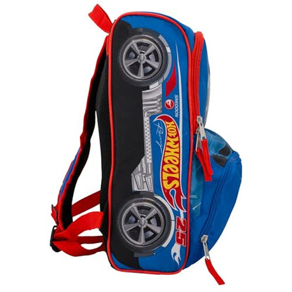 AI ACCESSORY INNOVATIONS Hot Wheels Blue Sneddon #25 Twinduction Race Car Shaped 14” Mini Backpack, Kids School Bag, Blue - color: Hot Wheels