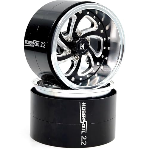 2.2 Beadlock Wheels Wide 40mm Adjustable Offset Rims for 1/10 RC Mud Crawler SCX10 Capra TRX4 Gen8 Everest gen 7 Pro Upgrades, HS701600 - color: Silver & Black
