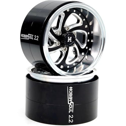 2.2 Beadlock Wheels Wide 40mm Adjustable Offset Rims for 1/10 RC Mud Crawler SCX10 Capra TRX4 Gen8 Everest gen 7 Pro Upgrades, HS701600 - color: Silver & Black