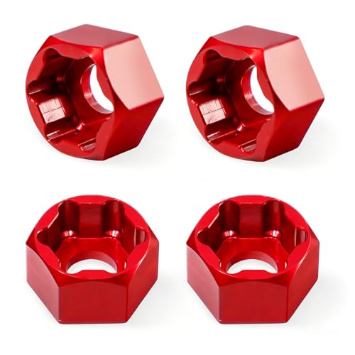 4Pcs 5mm to 7mm RC Wheel Hex Adapter, Aluminum Hex Hub Converter for 1/10 & 1/24 RC Crawler, CNC Machined Wheel Hub Adapter (Red) - color: Red