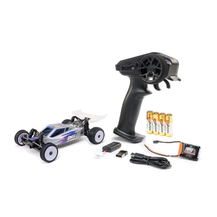 Helidirect Losi RC Car Micro-B 2WD Brushed Mini RC Buggy 1/24 Scale RTR Assemble Kit - Remote Control Car, RC Cars, Micro Racing RC Buggy 1/24 Scale (Silver - LOS00007T2) - color: Silver - Los00007t2