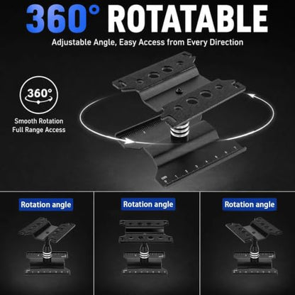 RC Car Repair Stand for 1/18 1/24 RC Cars, Aluminum Rotating Lift | Aluminum alloy, 360 degree rotating lift with magnetic pad, scale ruler, shock holes and anti-slip feet - color: Black