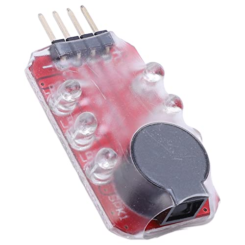FTVOGUE Lipo Battery Voltage Alarm, Compact Real Time Low Voltage Monitor with Buzzer LED Warning for RC Drones DIY Electronics PCB 2S 3S Battery Checker 5 Pack