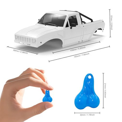 RC Pickup Body Shell with Bed Rack and Light kit & 2PCS Hanging Ball Nuts for 1/24 RC Crawler Axial SCX24 C10 Bronco Wrangler Base Camp 4Runner (White) - color: White