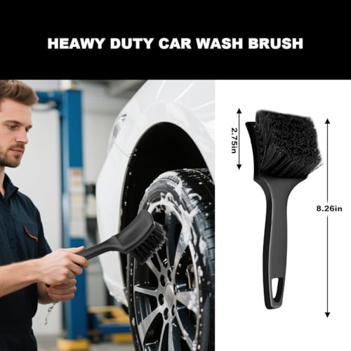 Bittwee 7 PCS Car Wheel Brush Kit, Scratch Free Soft Bristle Automobile Tire Rim Detailing Cleaner Tool Set, Vehicle Tyre Washing Brush Accessories, Universal for Truck SUV RV