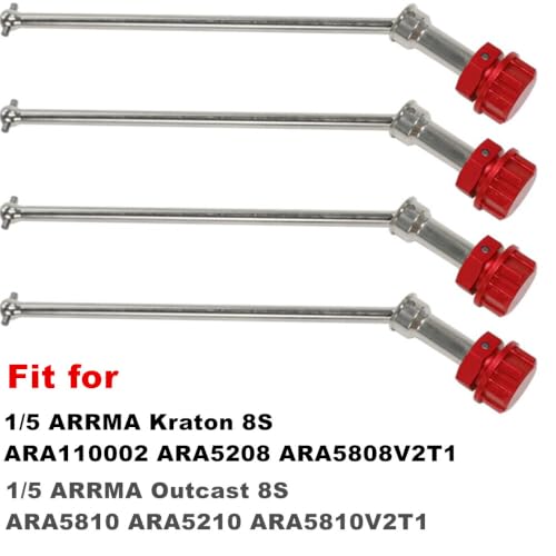 Steel RC CVD Drive Shaft + Wheel Hex Nuts Upgrades Part for Arrma 1/5 KRATON 8S BLX,Outcast 8S BLX (Red) - color: Red