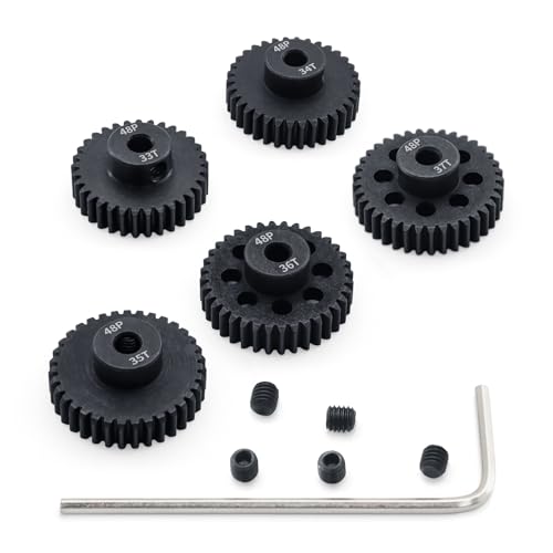 48P 33T 34T 35T 36T 37T Pinion Gear Sets with Screwdrivers for 3.175mm Shaft Brushless Brush Motor Compatible with Arrma HPI Kyosho Losi Axial Traxxas Tamiya 1/10 RC Car Monster Truck Buggy - size: 33T 34T 35T 36T 37T