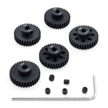 48P 33T 34T 35T 36T 37T Pinion Gear Sets with Screwdrivers for 3.175mm Shaft Brushless Brush Motor Compatible with Arrma HPI Kyosho Losi Axial Traxxas Tamiya 1/10 RC Car Monster Truck Buggy - size: 33T 34T 35T 36T 37T