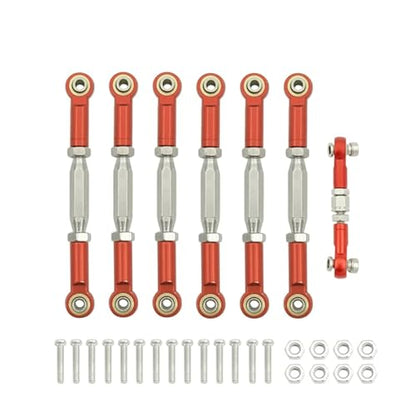 Compatible with Traxxas for Slash 4X4 2WD 1/10 RC Car Upgrade Parts 1 Set MetalTurnbuckle Camber Link End Adjustable Kit Linkage - color: Red