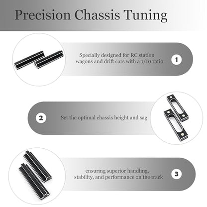 10mm Aluminum Alloy Chassis Droop Blocks 4PCS RC Chassis Droop Gauge Vehicle Measuring Tool Model Car Adjuster Ruler for 1/10 RC Touring & Drift Racing Cars