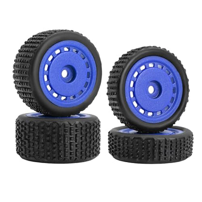 Pre-Mounted Pin Buggy Tires and Wheels Rims Hub Tires Set for 1/24 Losi Micro-B 1/28 Losi Micro-T Wltoys 244016 Upgrade Part (Blue Micro-B) - color: Blue Micro-b