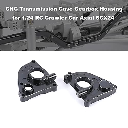 Aluminum Transmission Case Cover Gearbox Housing for Axial SCX24 1/24 RC Crawler Car Upgrades (Black)