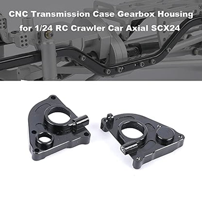 Aluminum Transmission Case Cover Gearbox Housing for Axial SCX24 1/24 RC Crawler Car Upgrades (Black)