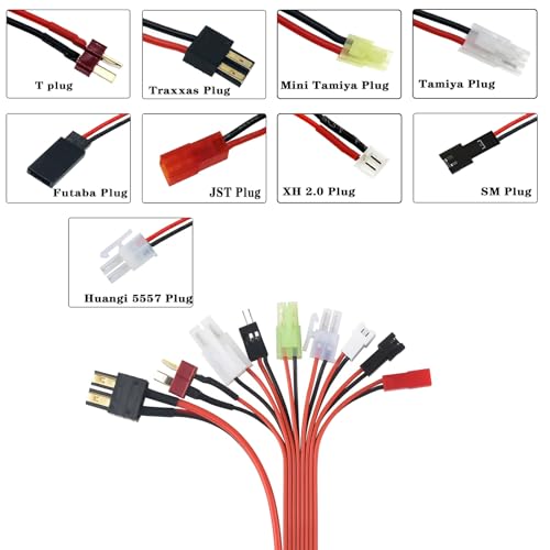RC Battery Charger 9 in 1 nimh Battery Chargers for 4.8V 7.2V 8.4V 9.6V Battery Compatible 2.4V-12V NiMH/NiCD Pack