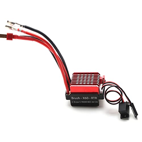 GoolRC 60A Brushed ESC Electronic Speed Controller T Plug 6V 2A BEC Replacement for 1/10 Traxxas TRX4 TRX6 D90 HSP Redcat 4WD RC Car