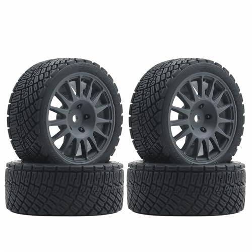 68mm 4PCS 1/10 RC On-Road tires and Hard Plastic wheels set Hex 12mm For WRC Drift Car Conversion 1/10 RC On-Road Car Traxxas Tamiya FW06 TT02 HPI HSP 94122 Kyosho W76 (Titanium) - color: Titanium