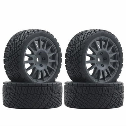 68mm 4PCS 1/10 RC On-Road tires and Hard Plastic wheels set Hex 12mm For WRC Drift Car Conversion 1/10 RC On-Road Car Traxxas Tamiya FW06 TT02 HPI HSP 94122 Kyosho W76 (Titanium) - color: Titanium