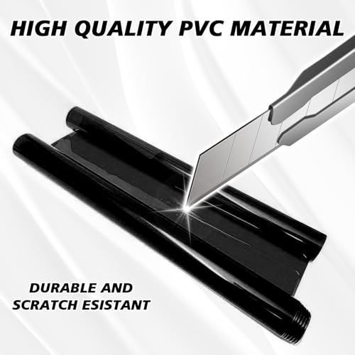 Tint Film for Taillight Headlight Fog Light, 12×48 Inches Vinyl Self-Adhesive Car Tail Light Tape, Brake Light Headlight Cover Protection Film Color Shiny Chameleon Sticker (Black) - color: Black
