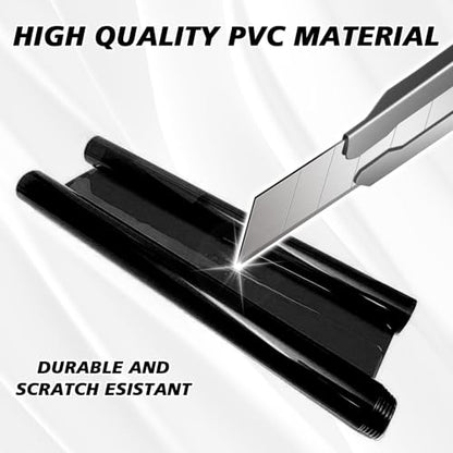 Tint Film for Taillight Headlight Fog Light, 12×48 Inches Vinyl Self-Adhesive Car Tail Light Tape, Brake Light Headlight Cover Protection Film Color Shiny Chameleon Sticker (Black) - color: Black