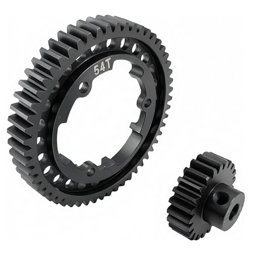 Hardened Steel 1.0 Mod Spur Gear with 23T Pinion for X-Maxx Maxx E-Revo (54T) | 1/5 Scale,1/7 XO-1,1/10 Maxx,E-Revo 2.0 VXL,Heavy Duty,Upgrade Parts,6449 Compatible,High Strength - style: 54T