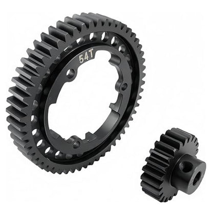 Hardened Steel 1.0 Mod Spur Gear with 23T Pinion for X-Maxx Maxx E-Revo (54T) | 1/5 Scale,1/7 XO-1,1/10 Maxx,E-Revo 2.0 VXL,Heavy Duty,Upgrade Parts,6449 Compatible,High Strength - style: 54T